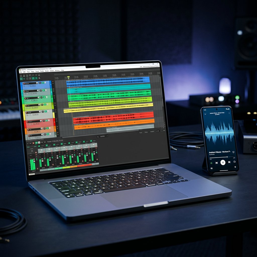 Multitrack aberto no Reaper e tocando no App Playback